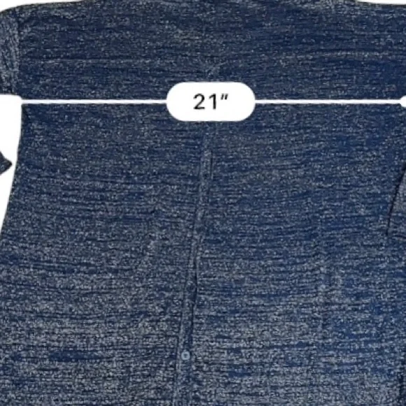 MNG MANGO Blue Sparkly Silver Metallic Thread Long Sleeve Womens Top Size L - Picture 9 of 12